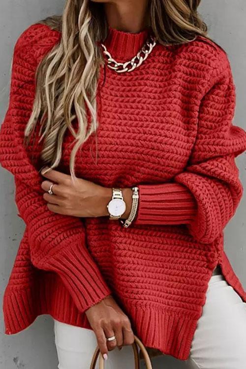 Pull Torsadé Fendu, Coupe Ample