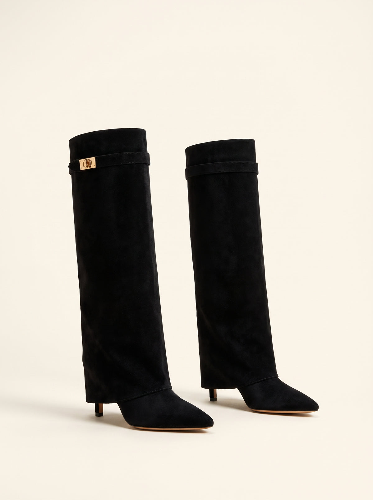 Bottes hautes Monica ajustées - Noir suédé