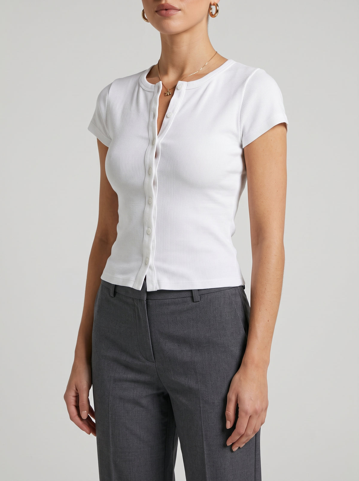 Linnea Fitted Crew Neck T-Shirt — White