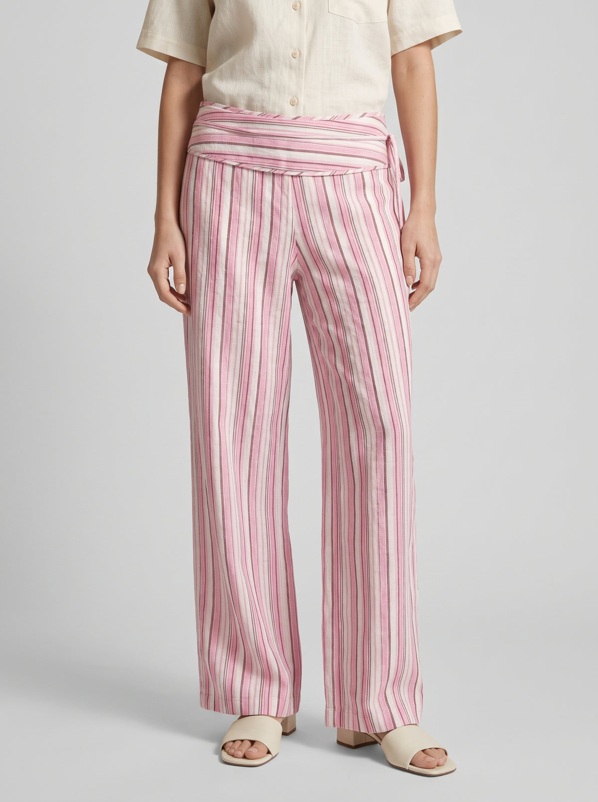 Sienna Striped Palazzo Pants — Pink/White