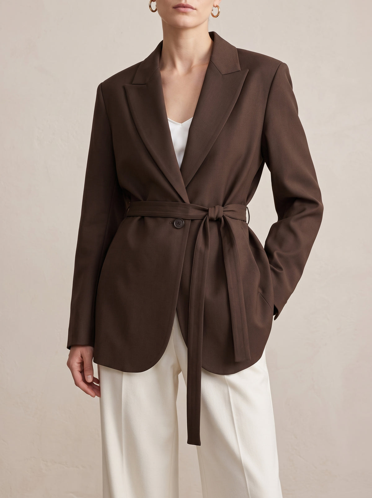 Mia Lace-Up Blazer - Brown