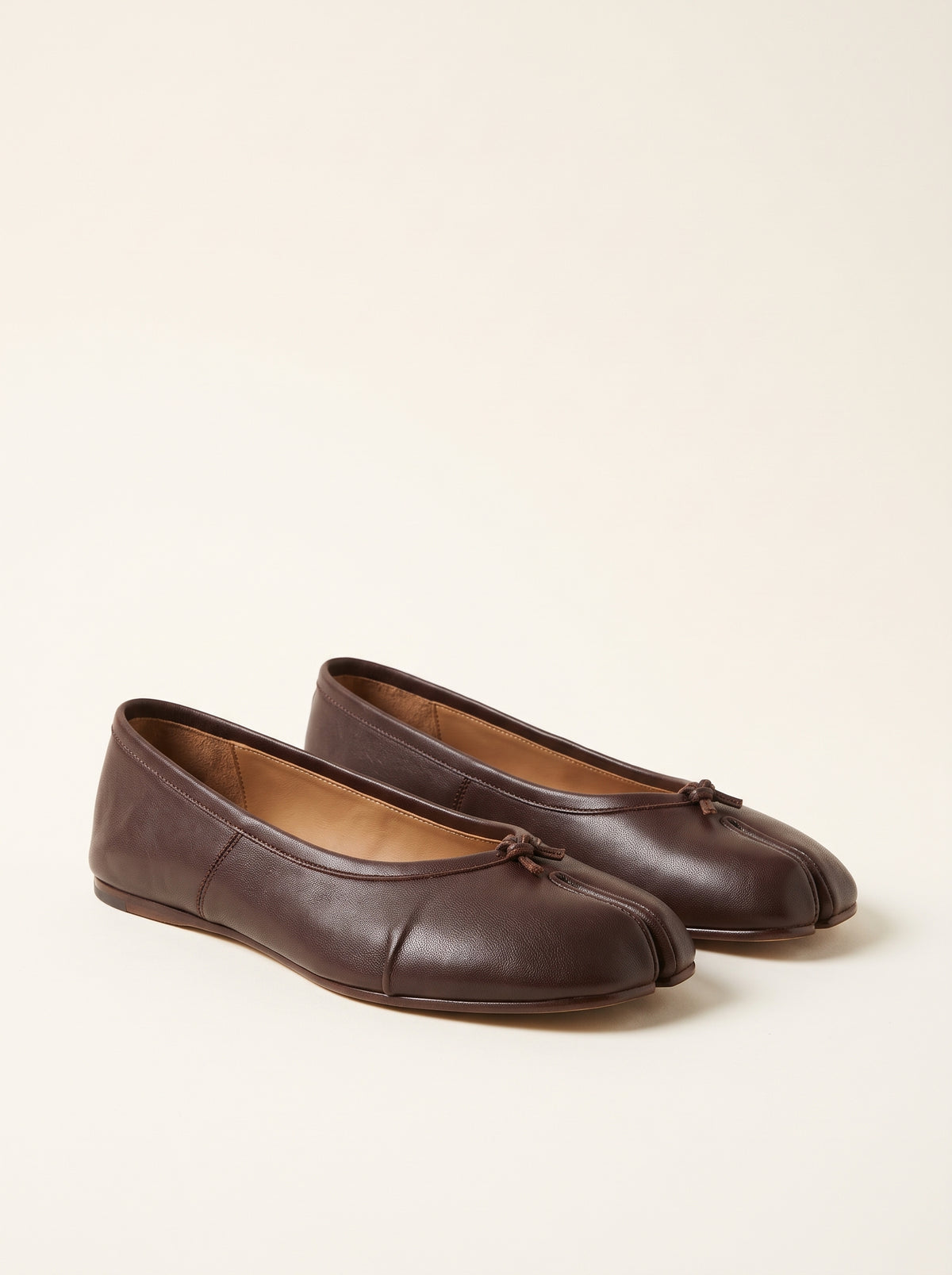 Bianca Split-Toe Faux Leather Mules — Brown