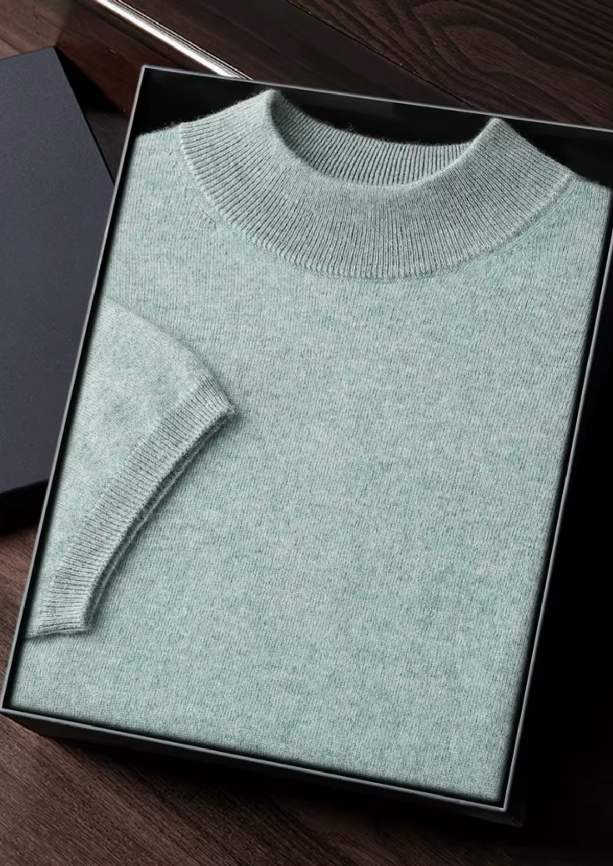 T-Shirt col montant en cachemire premium ardoise verdoyante