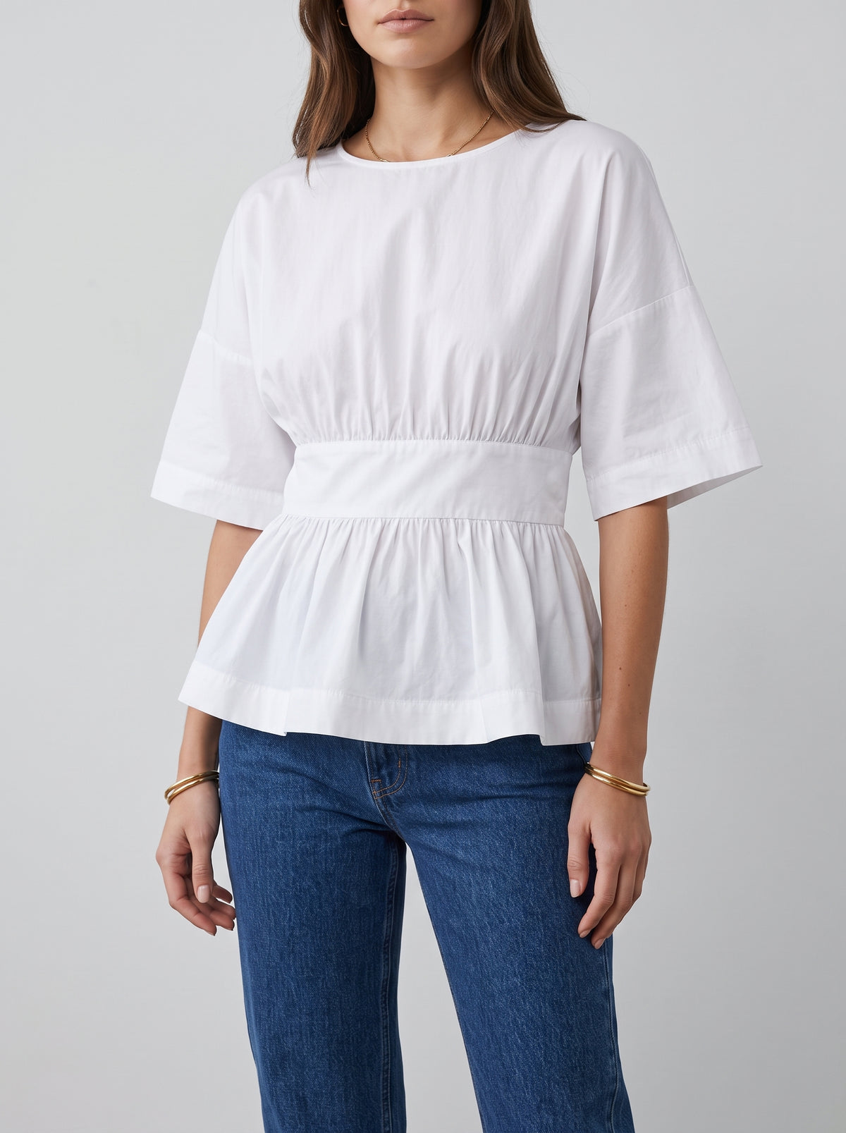 Cécile Ruffled Open-Back Blouse — White