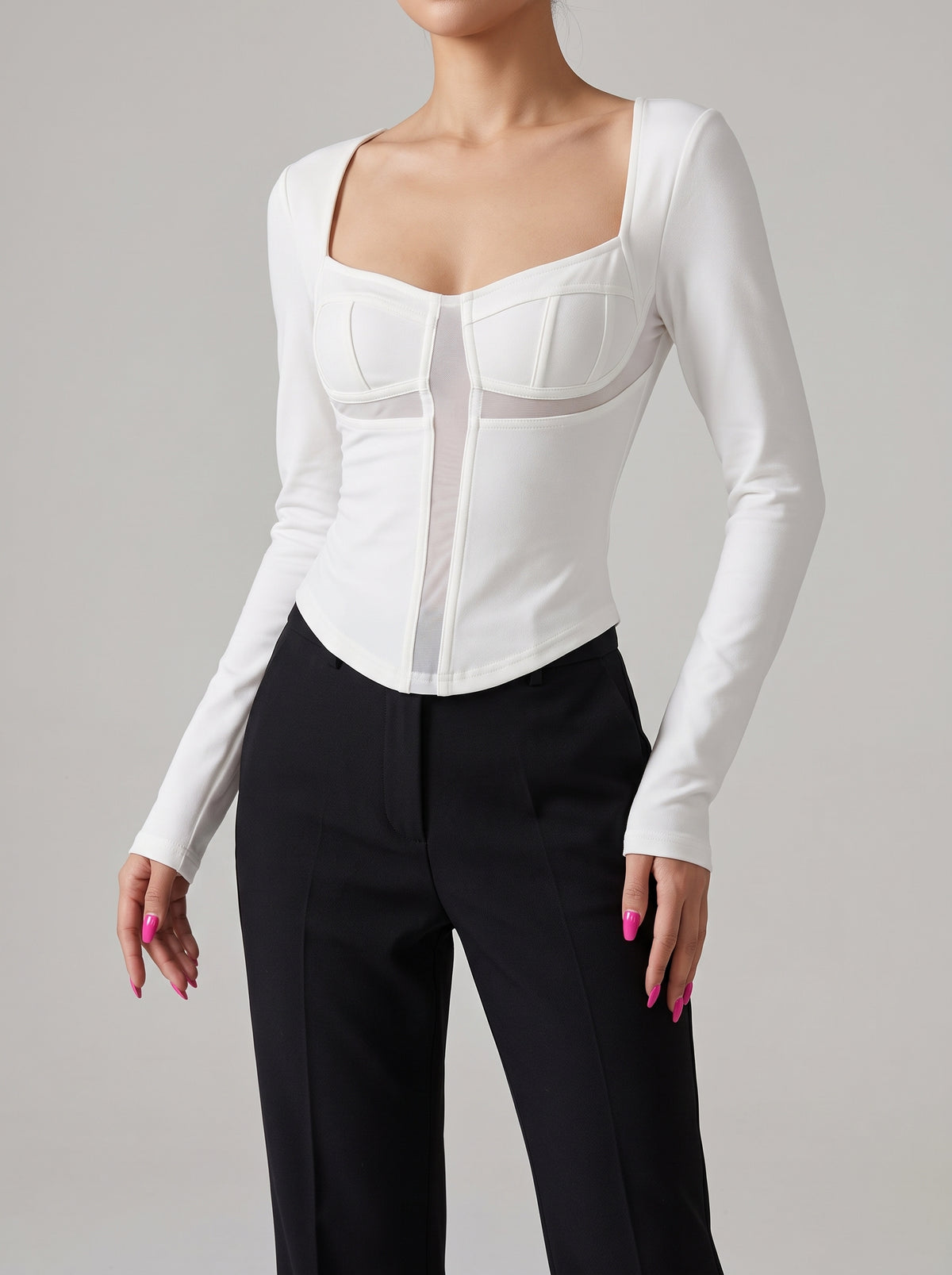 Wren Square Neck Lace Crop Top — White