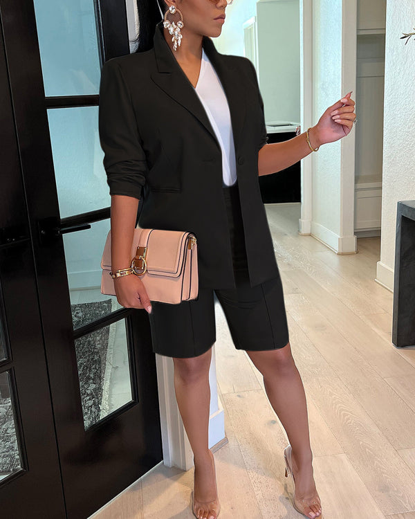 Ensemble Blazer Décontracté et Short Citadin 2 Pièces