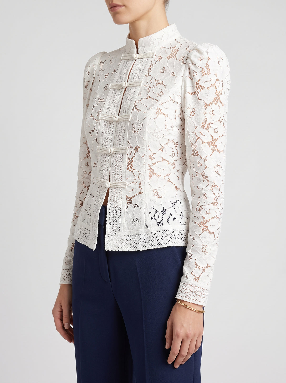 Katalina Puff Sleeve Lace Blouse — White