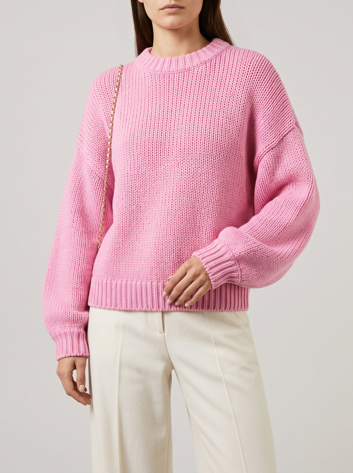 Amanda Crew Neck Cape Jumper - Pink