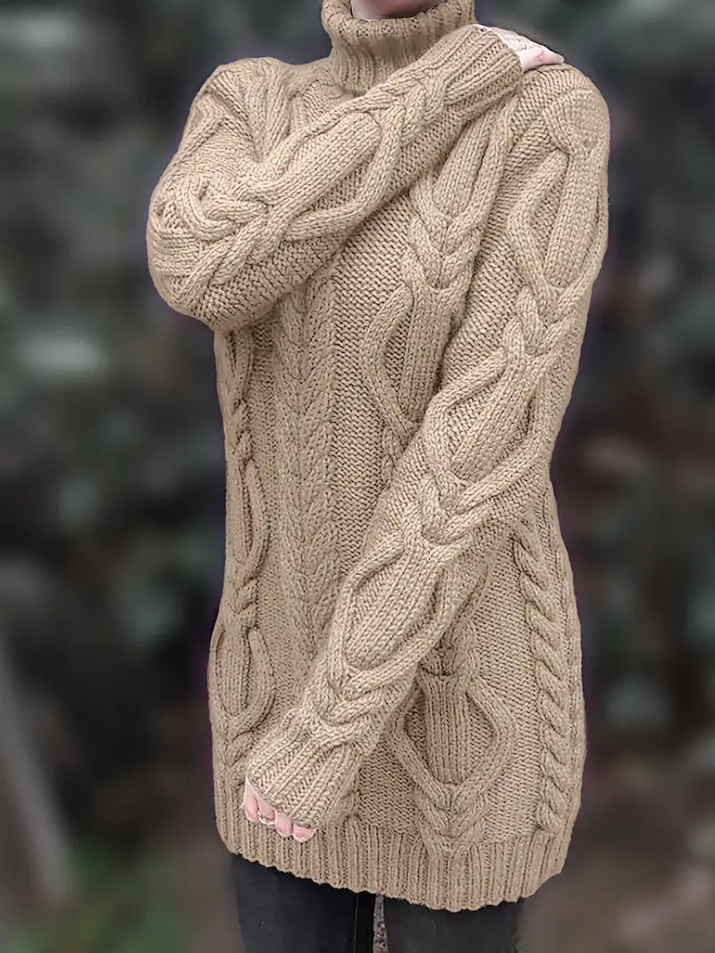 MADELEINE — Robe à Col Roulé en Maille Torsadée