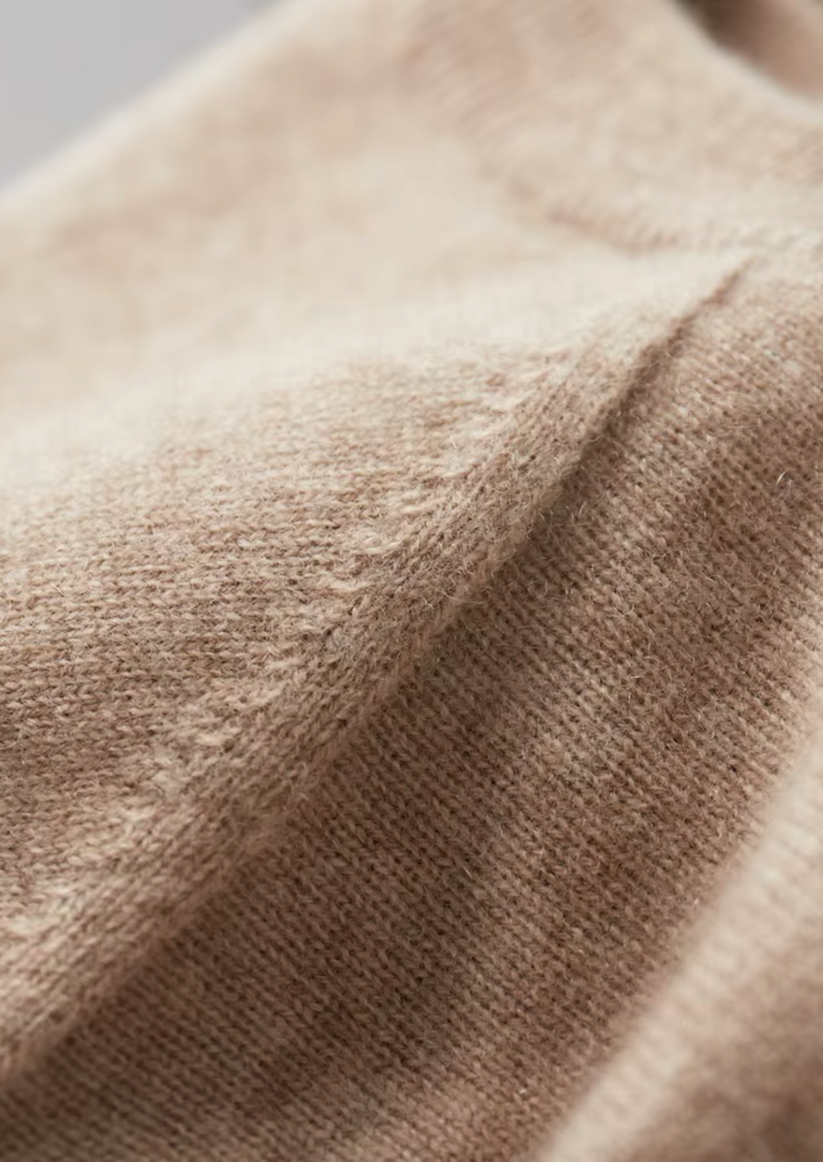 T-Shirt col rond classique en cachemire premium beige clair