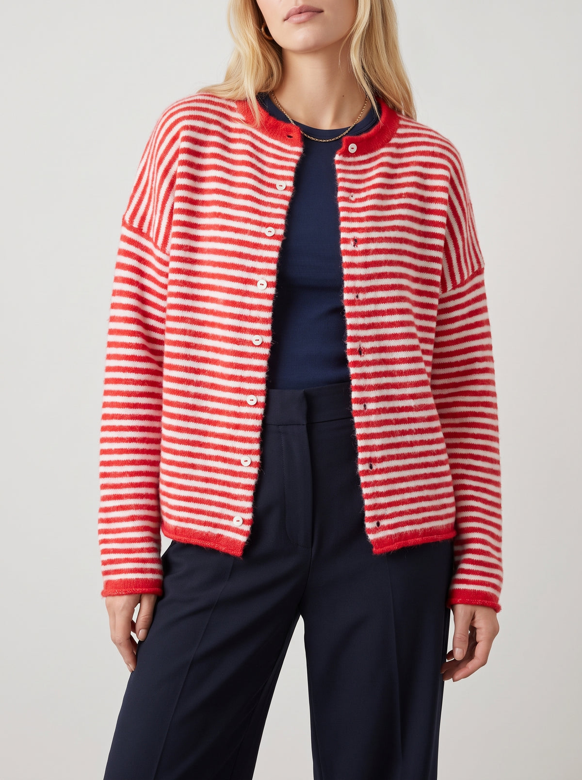 Sofia Striped Cardigan - Red