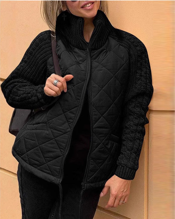 Manteau en Coton à Manches Tricot avec Zip