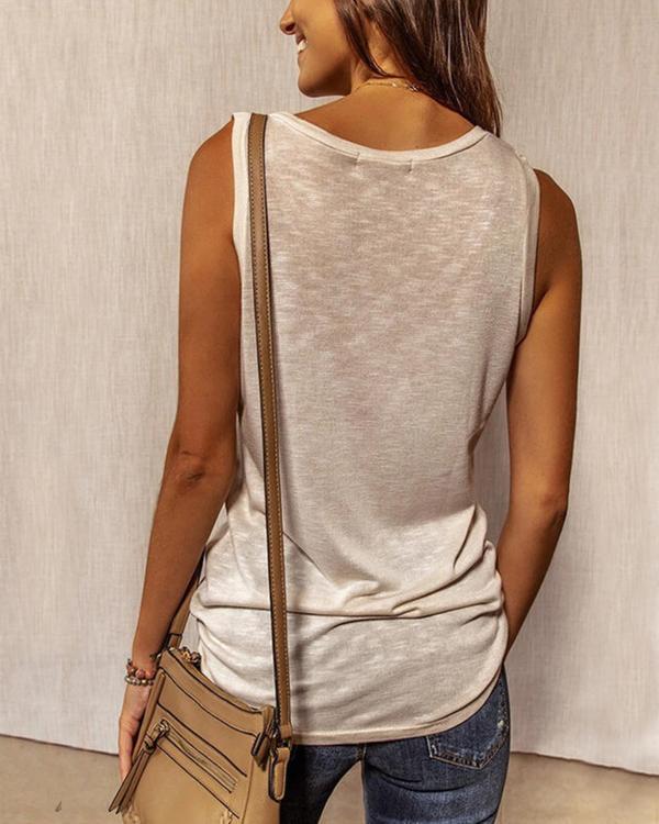 Débardeur T-Shirt Sans Manches, Col Rond