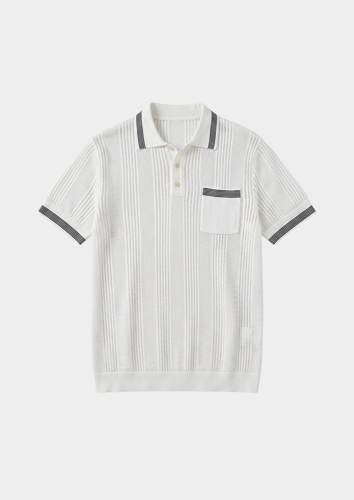 Polo léger en maille ajourée Leon blanc