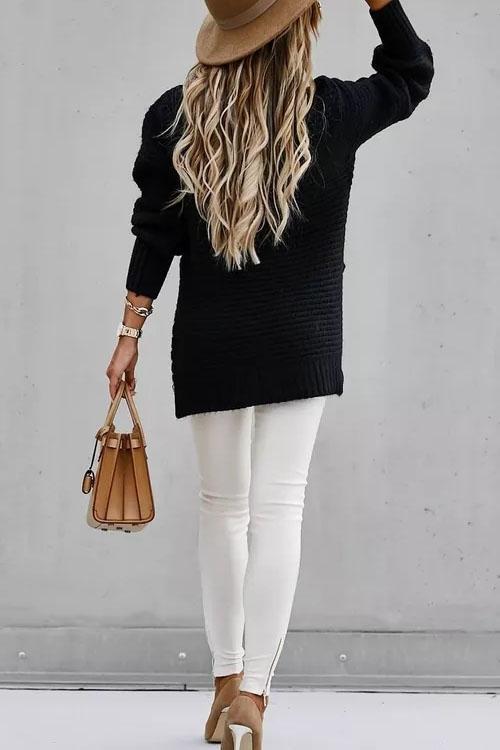 Pull Torsadé Fendu, Coupe Ample