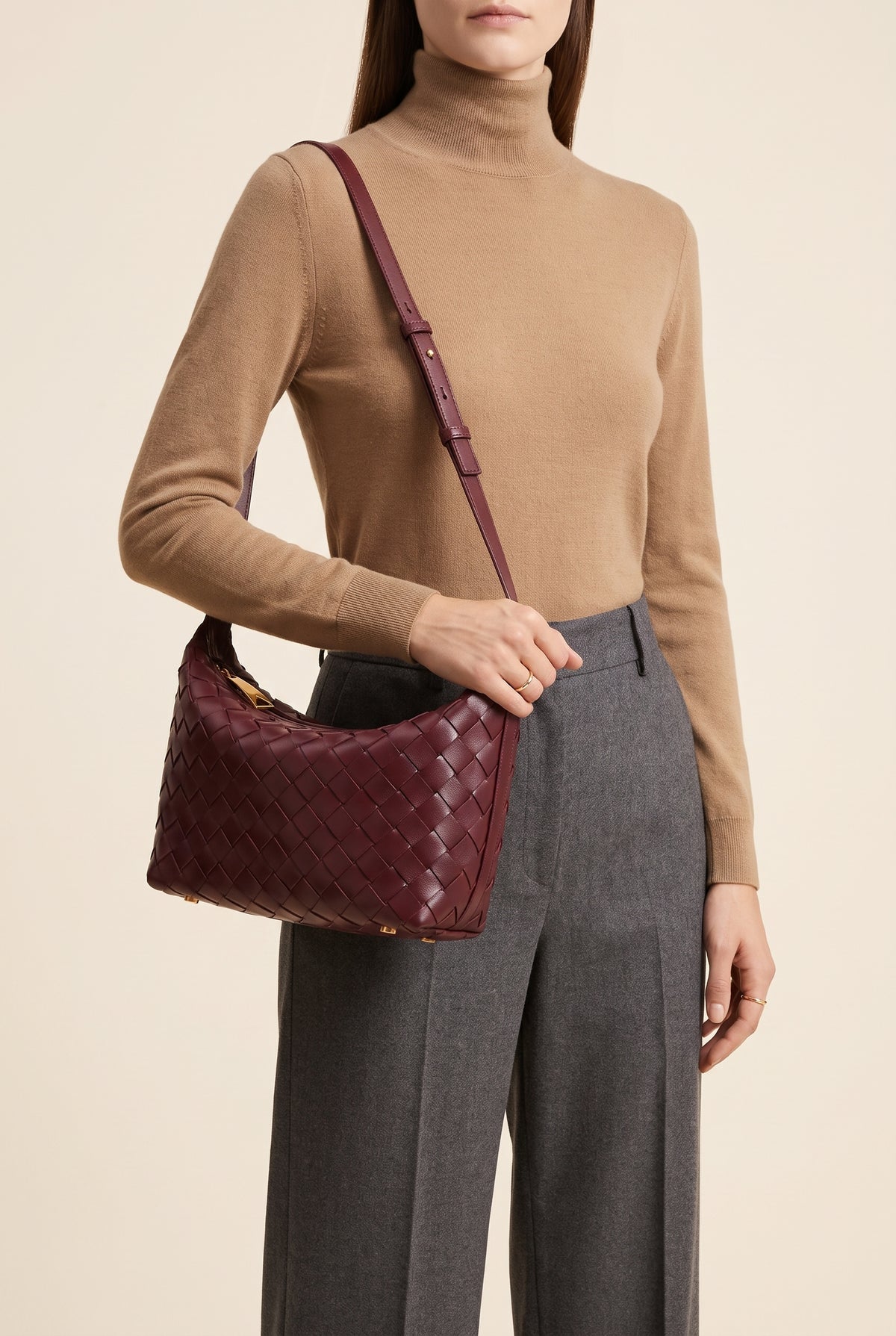 Mica Mini Woven Faux Leather Bag — On-Model View