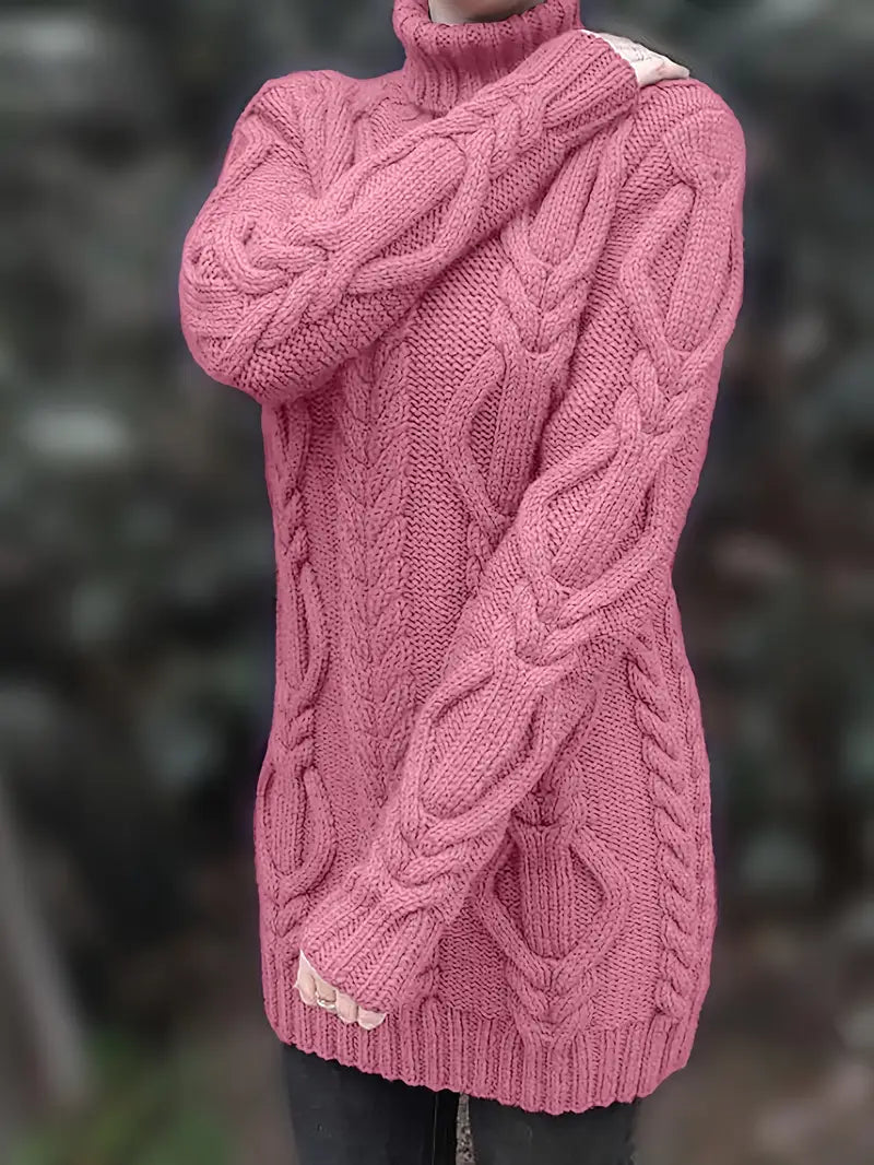 MADELEINE — Robe à Col Roulé en Maille Torsadée