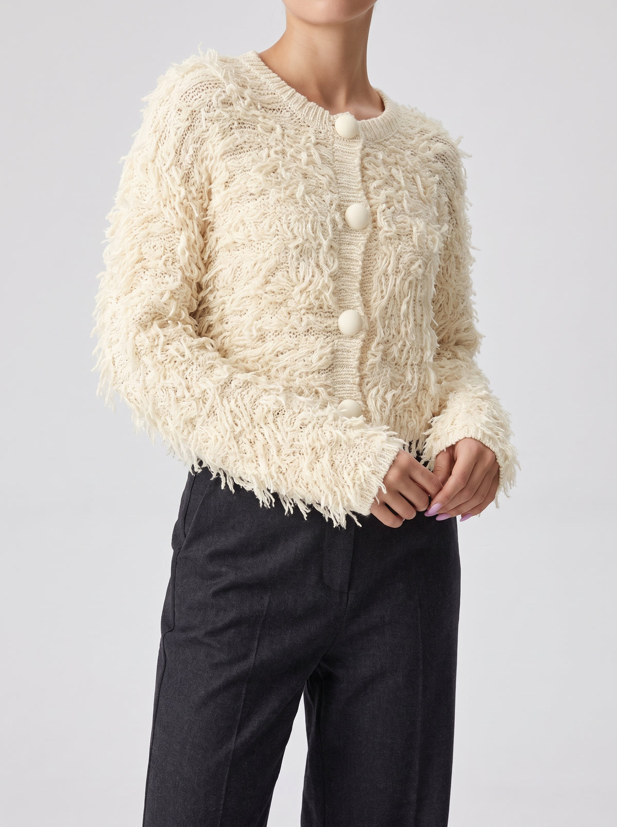 MARGUERITE — Fringed Knit Waistcoat - Cream
