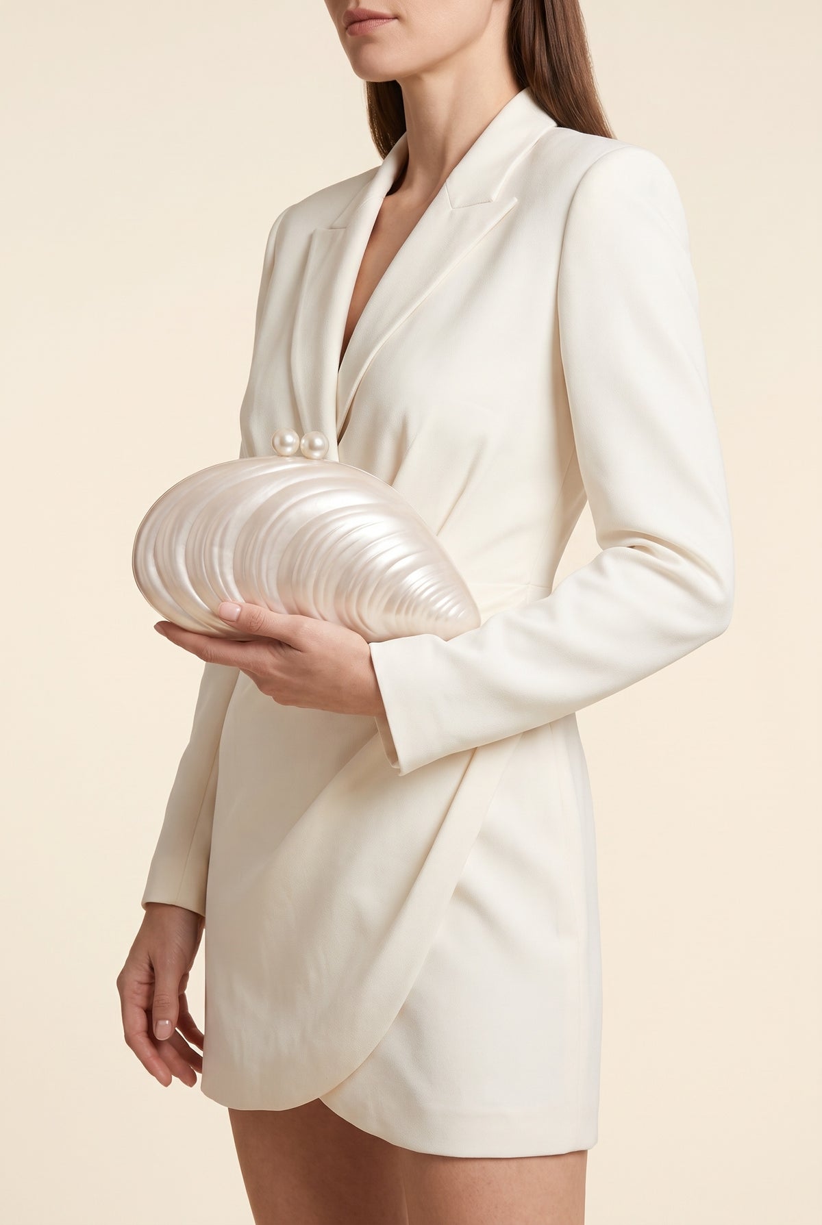 Valentina Shell-Shaped Clutch — On-Model View