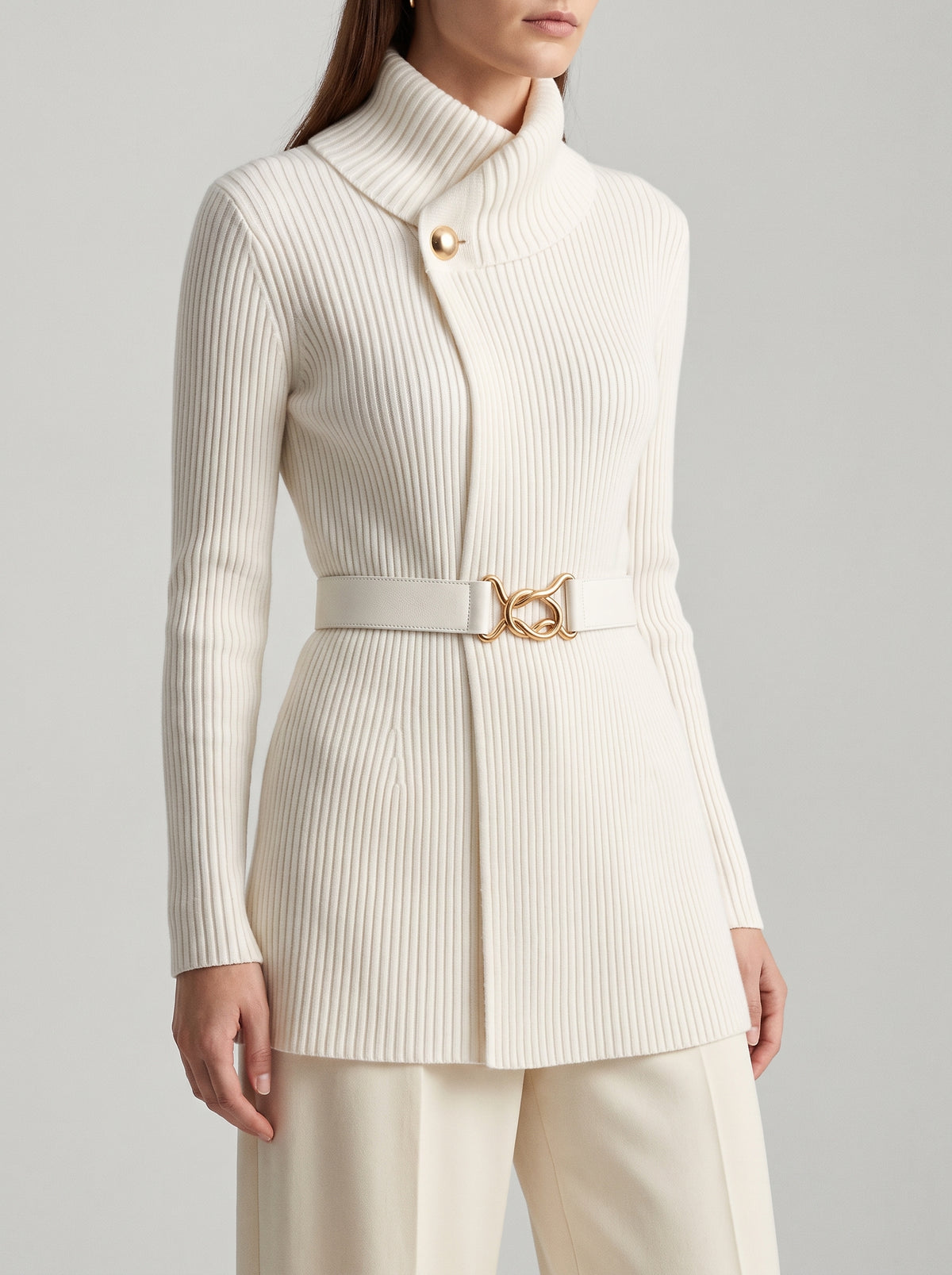 COLETTE — Striped Knit Cardigan - White