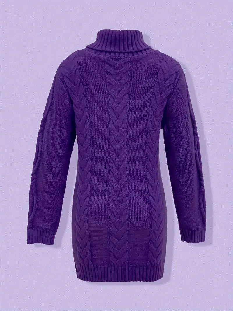 MADELEINE — Robe à Col Roulé en Maille Torsadée