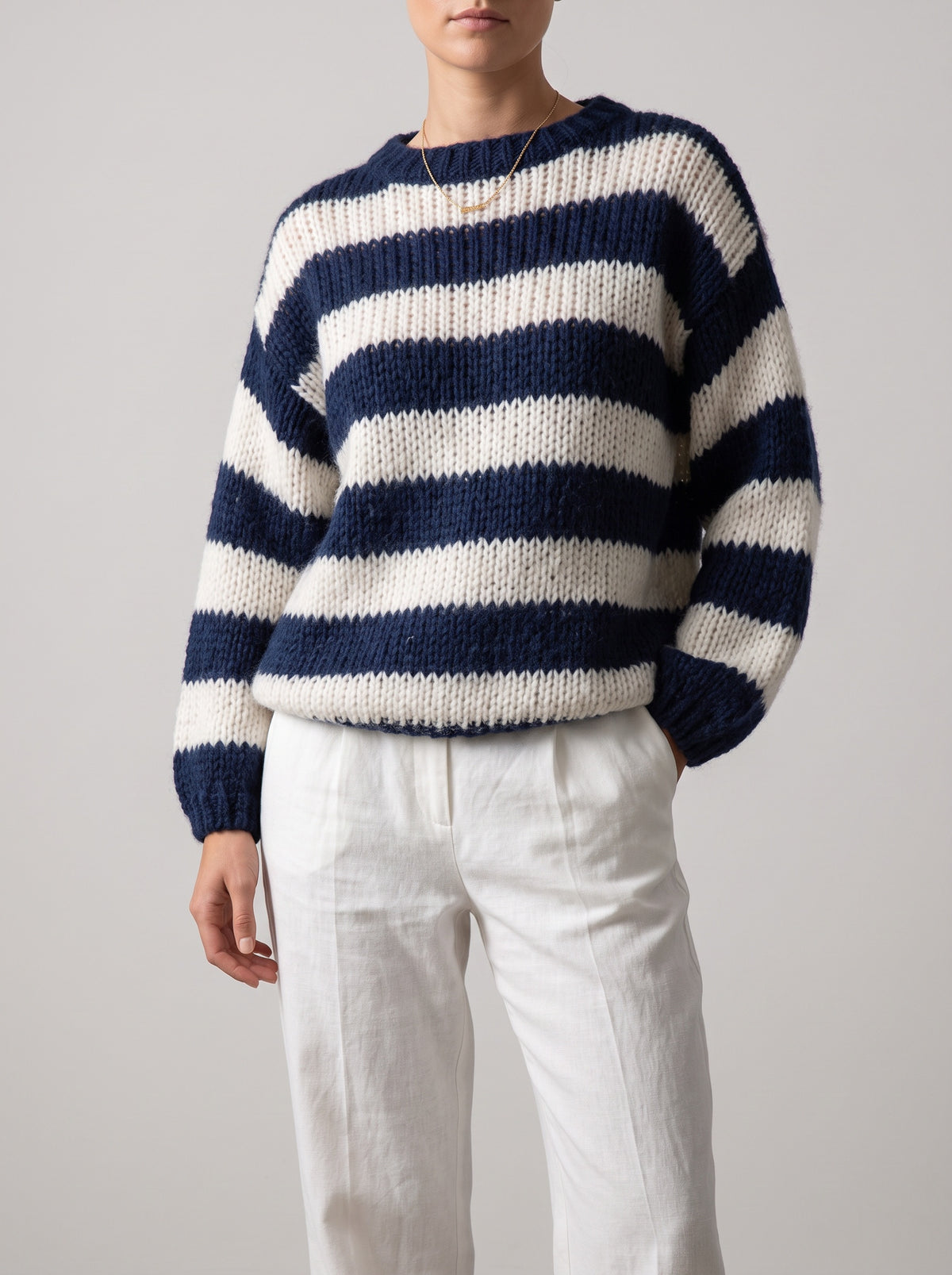 Striped Oversized Jumper - Blue
