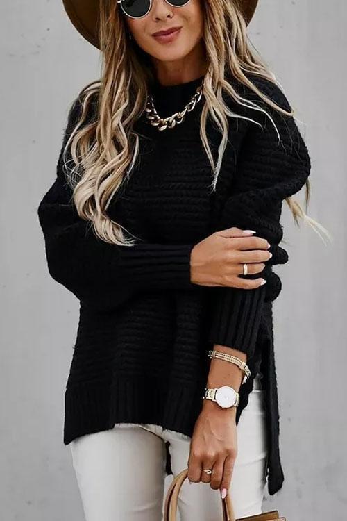 Pull Torsadé Fendu, Coupe Ample