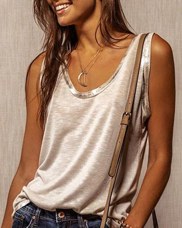 Débardeur T-Shirt Sans Manches, Col Rond