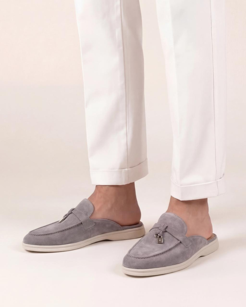 Mule Saint-Tropez gris clair — semelle