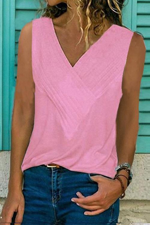 T-Shirt Basique Sans Manches, Col en V