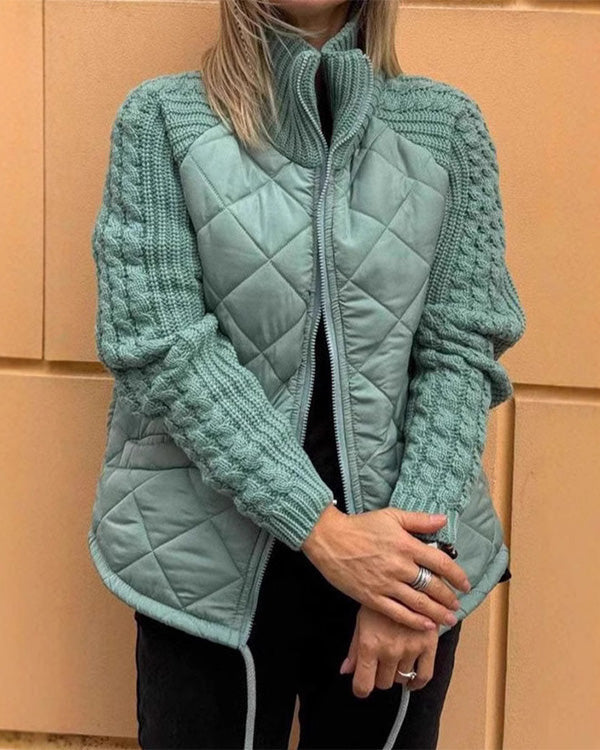 Manteau en Coton à Manches Tricot avec Zip
