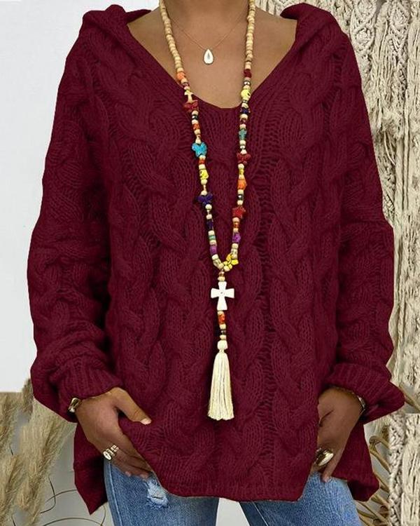 Pull à Capuche Style Rétro Artisanal