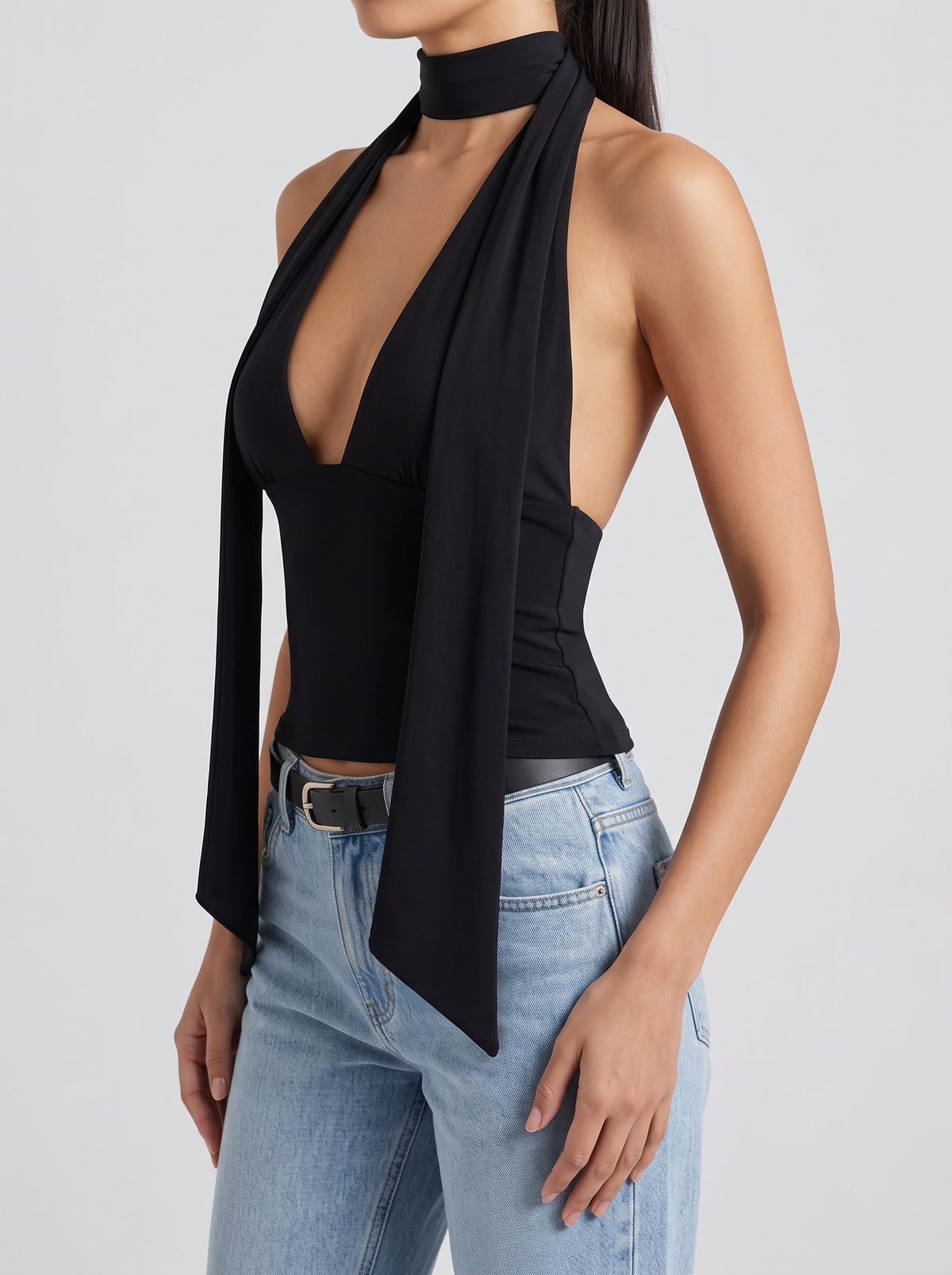 Kaelyn Halterneck Scarf Hem Top