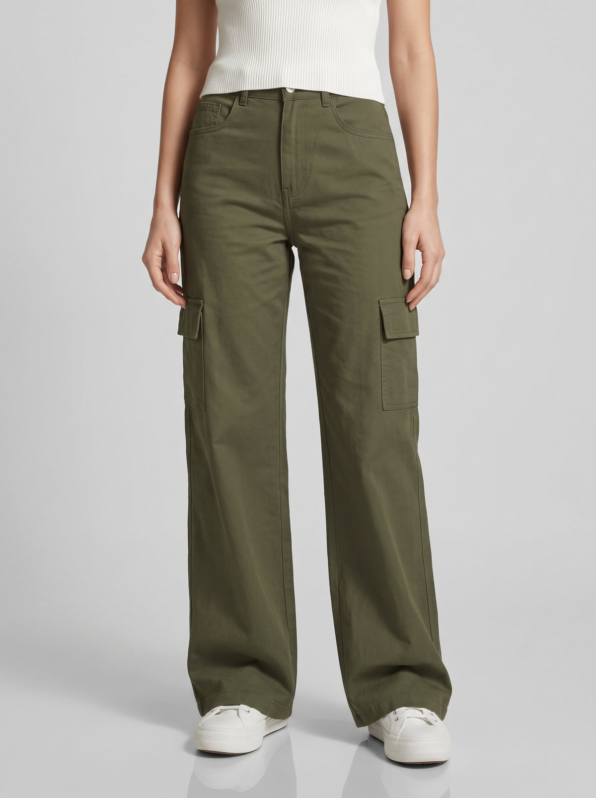 Bianca Straight-Leg Cargo Pants — Olive