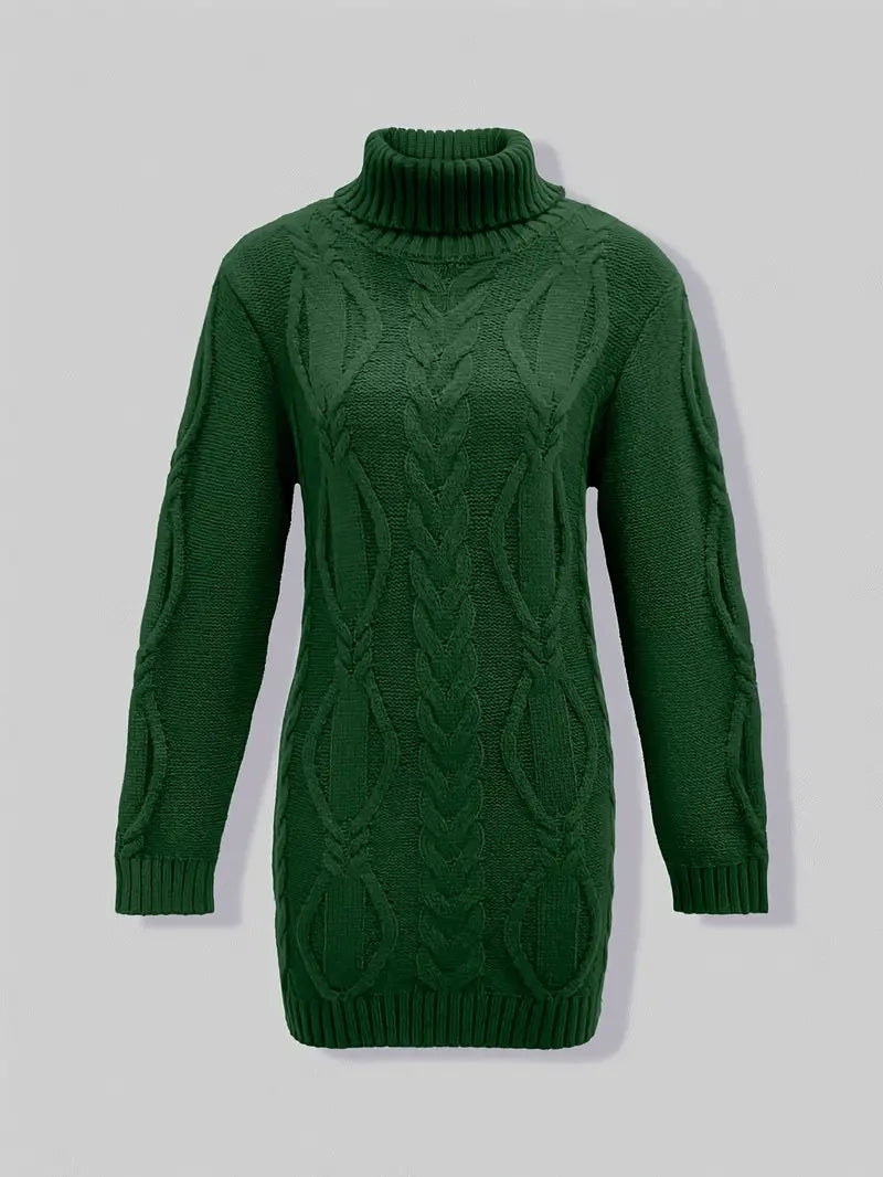 MADELEINE — Robe à Col Roulé en Maille Torsadée