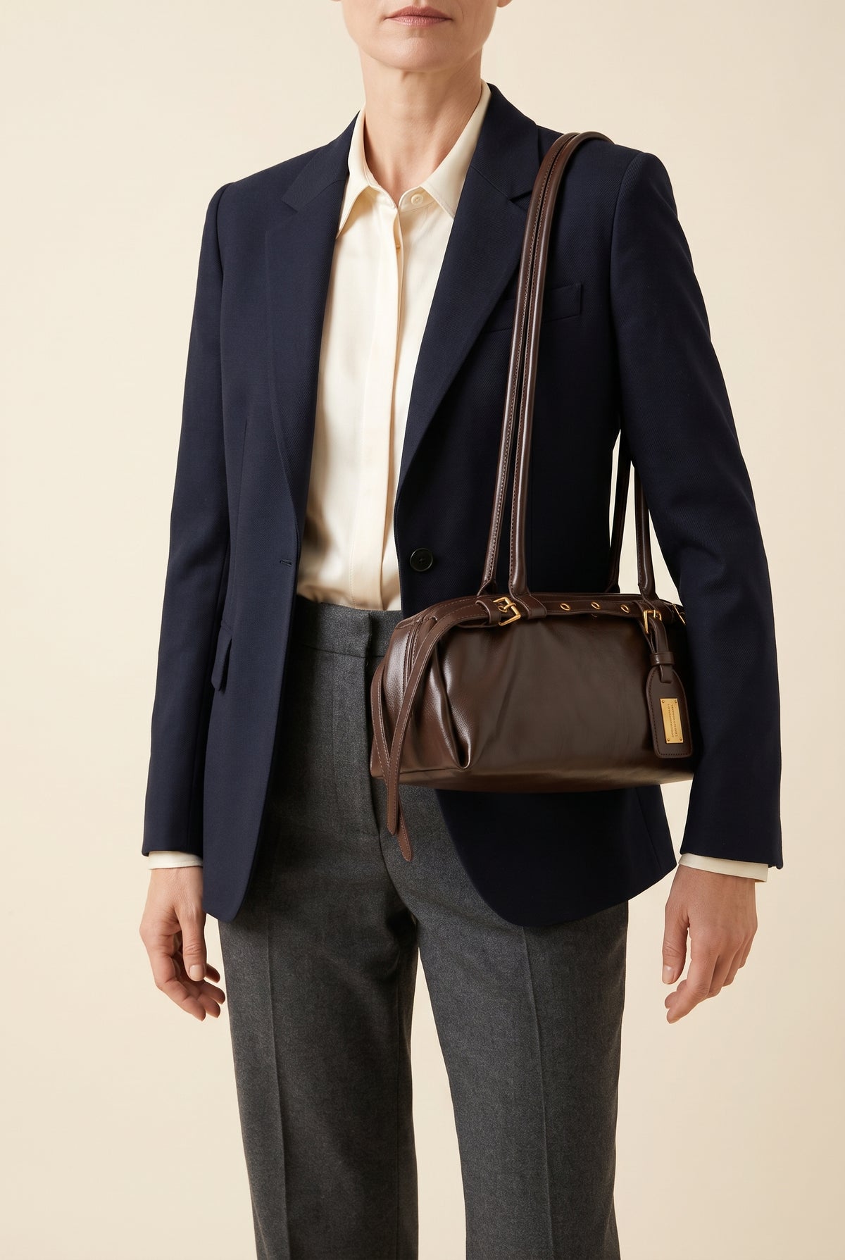 Audrey Faux Leather Shoulder Bag — On-Model View