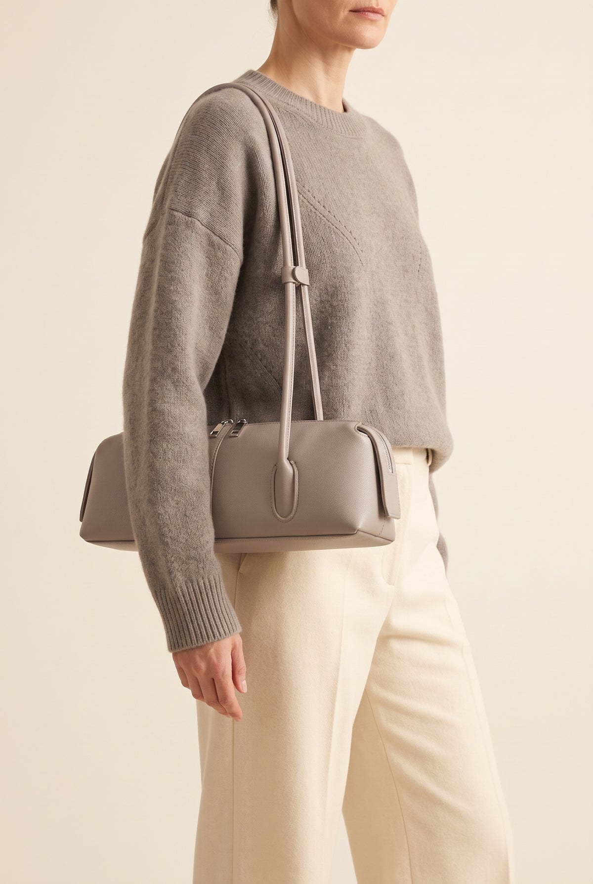 Beatrice Retro Faux Suede Shoulder Bag — On-Model View