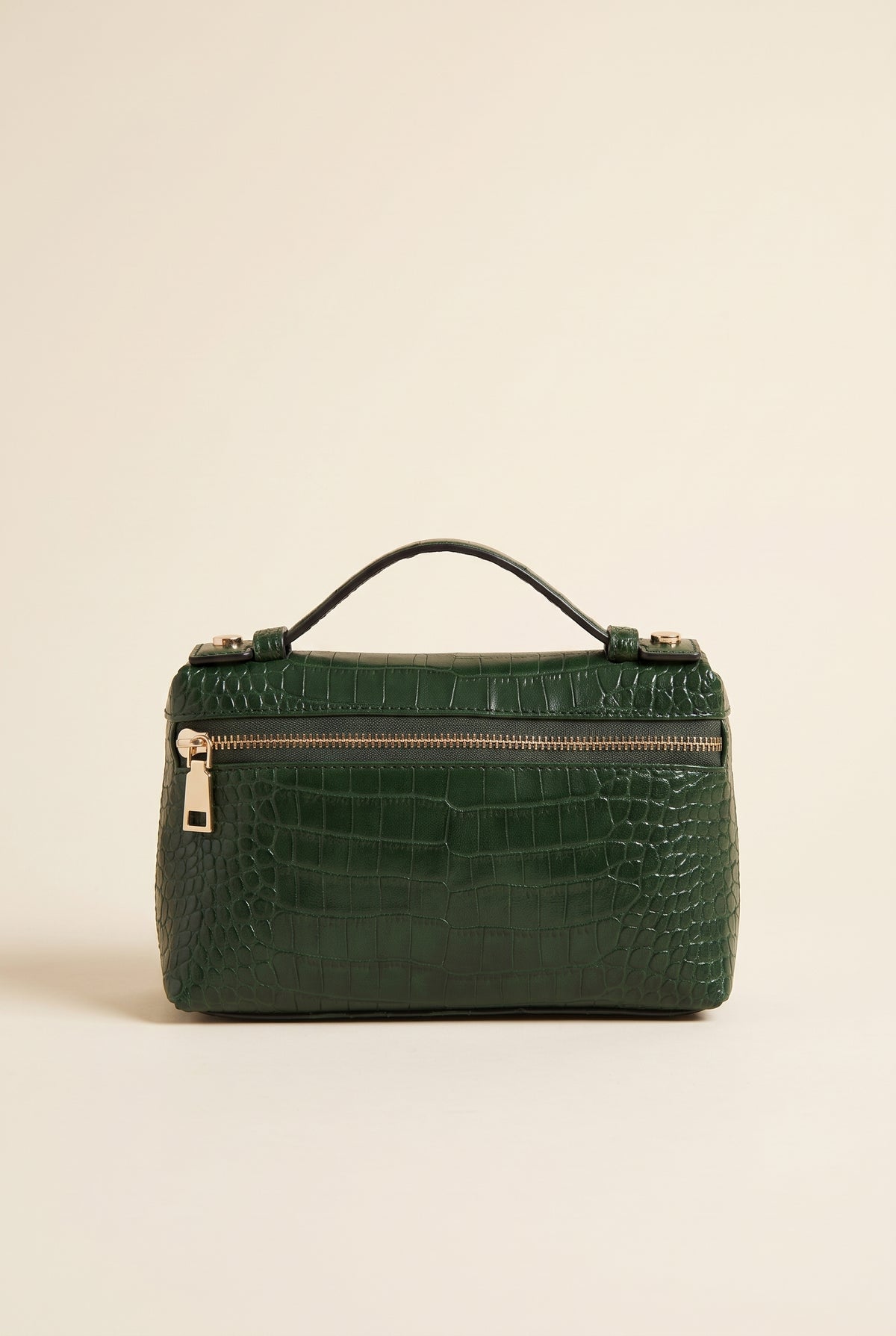 Minerva Croc-Embossed Clutch — Green