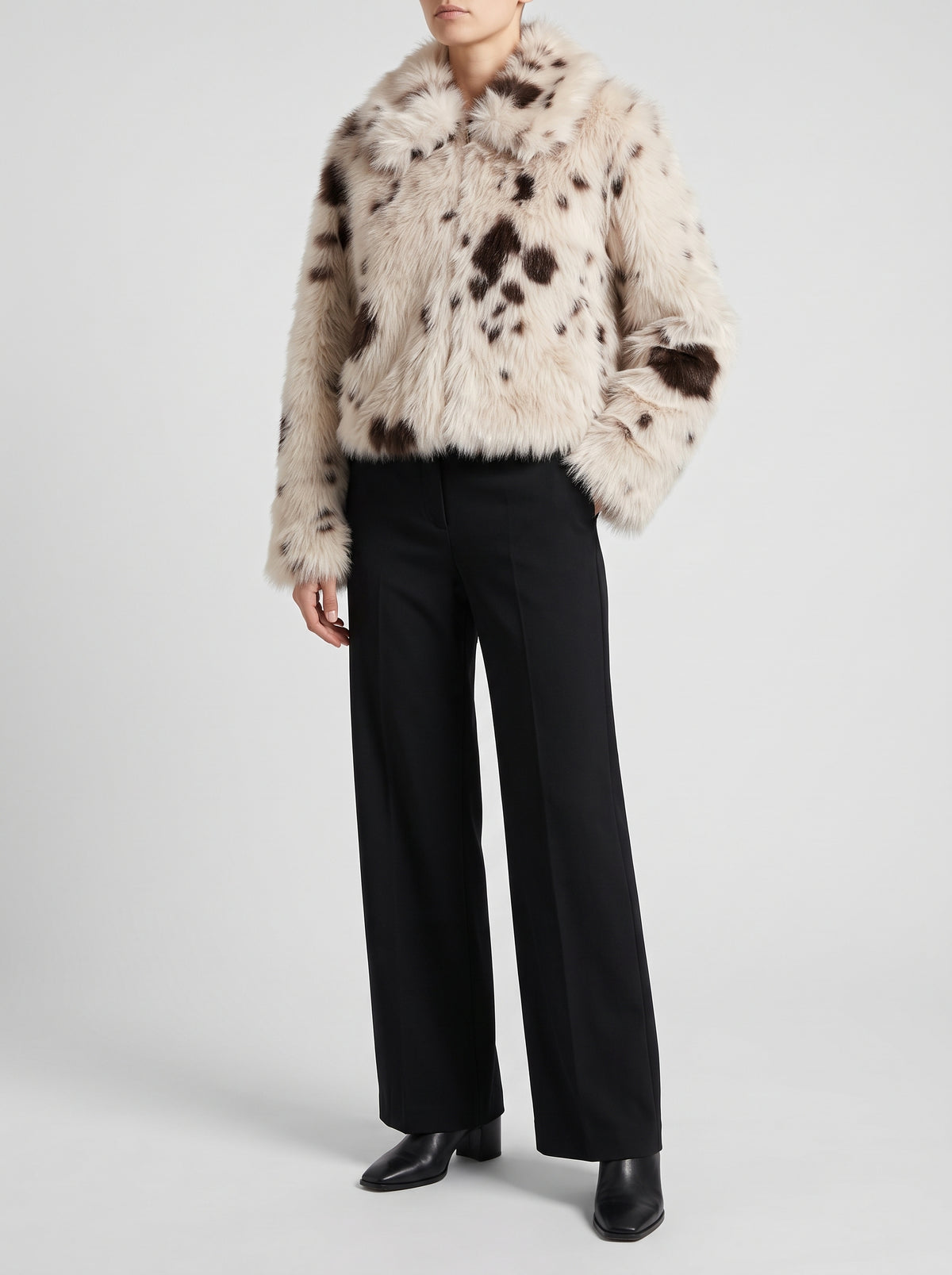 Sarah Animal-Print Faux Fur Coat — Brown