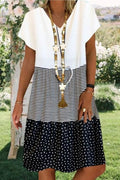 Robe Rayée à Pois Color Block
