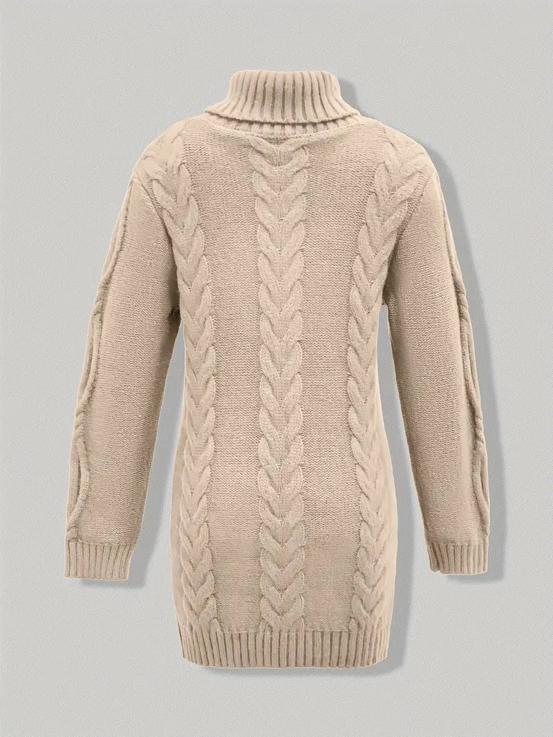 MADELEINE — Robe à Col Roulé en Maille Torsadée