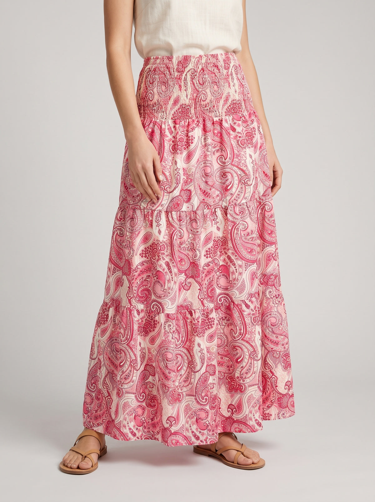 Jupe longue Brynn à imprimé paisley - Rose