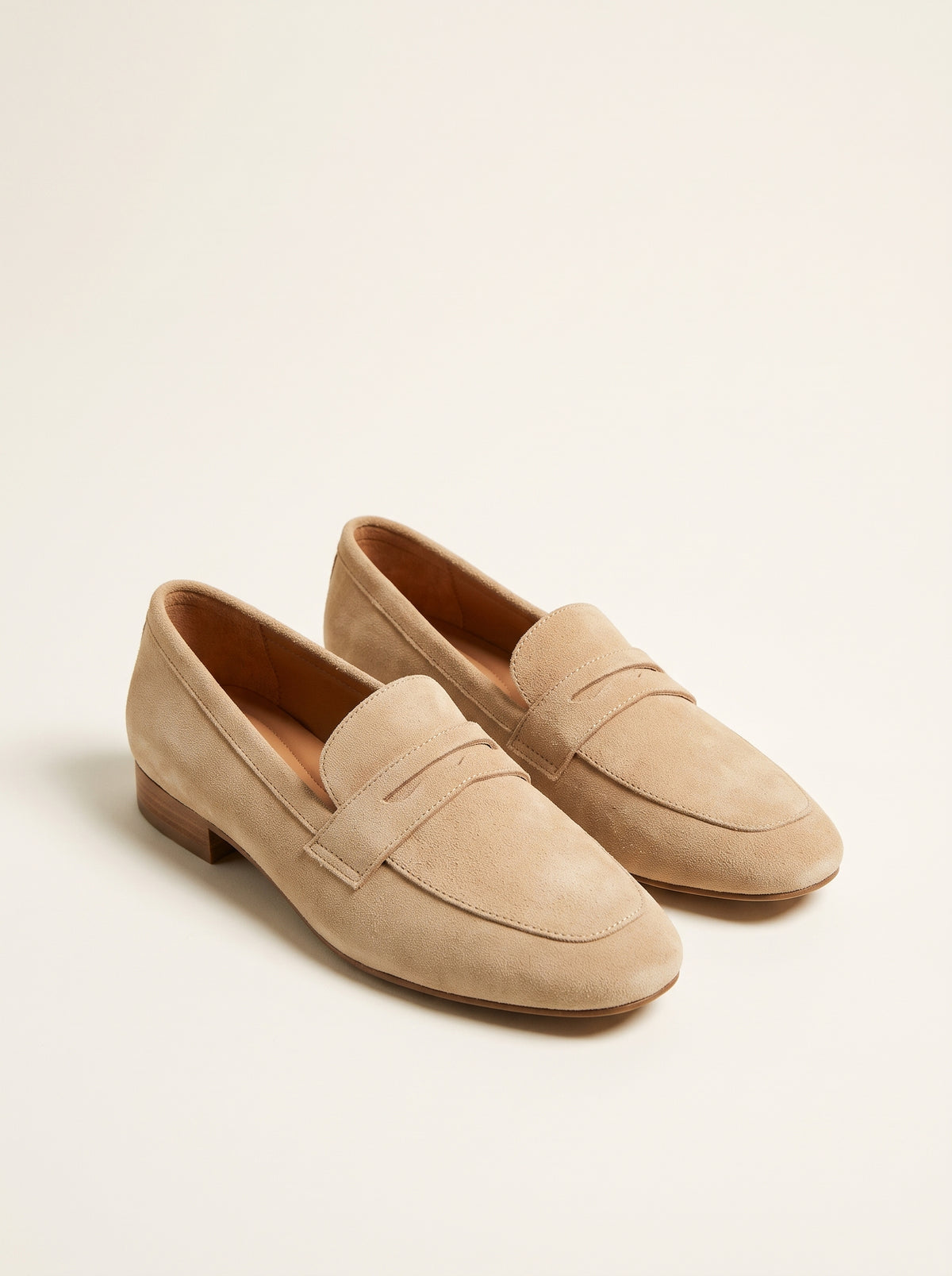 Adira Square-Toe Faux Suede Loafers — Brown