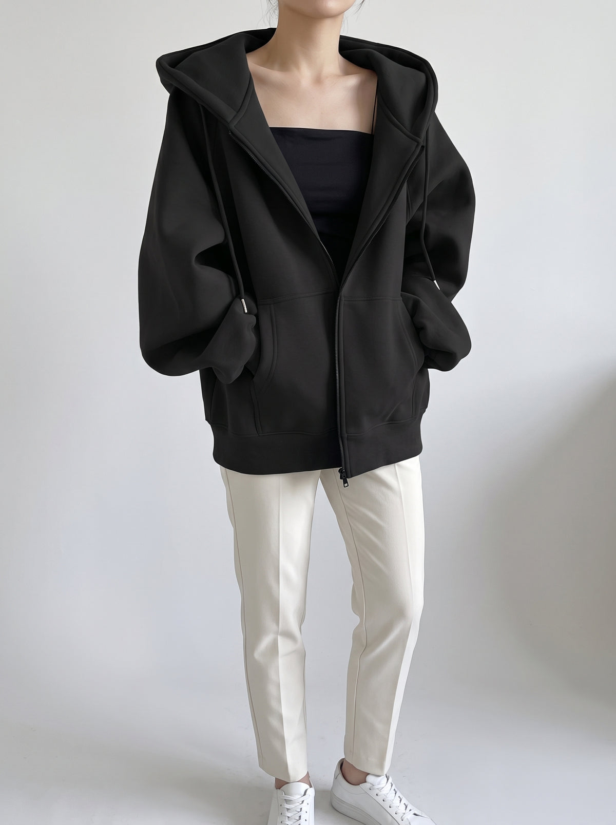 Eveline Zip-Through Hoodie - Black