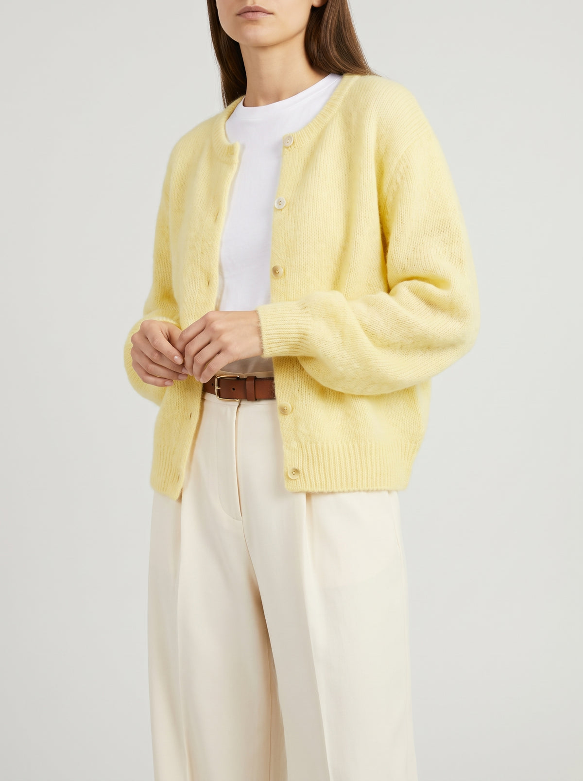 Freya Fuzzy Knit Cardigan — Yellow