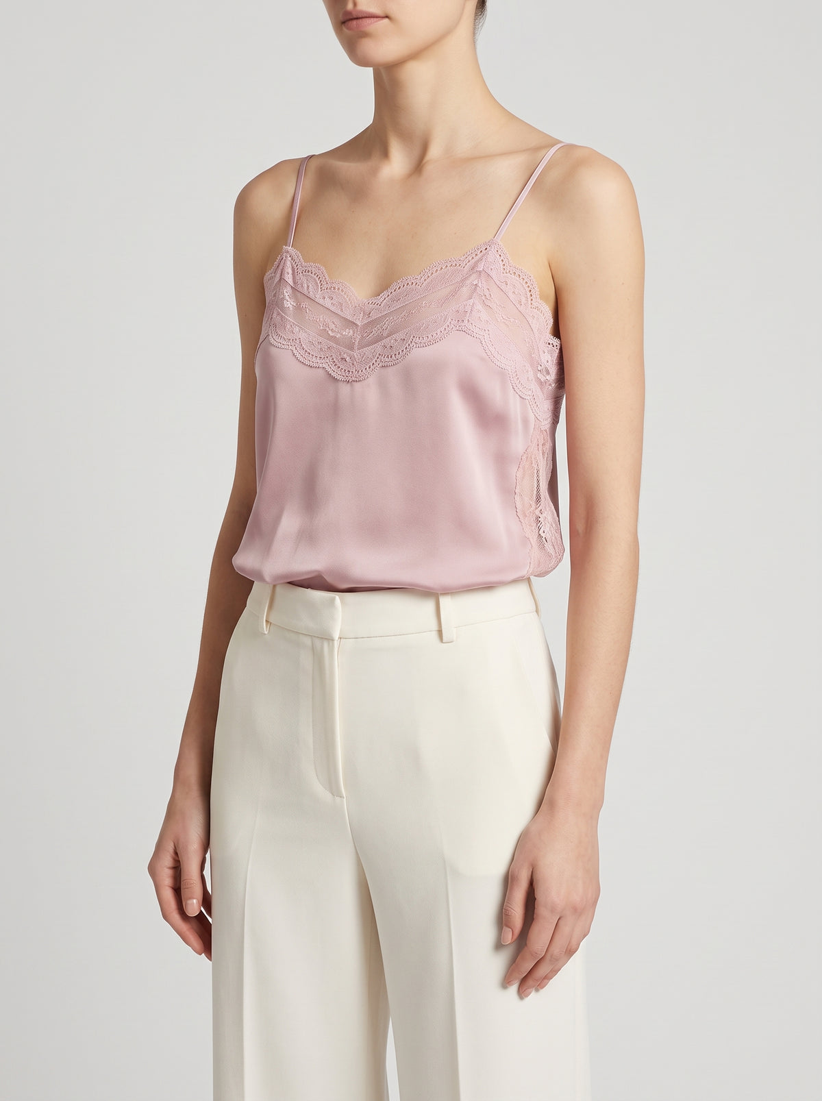 Sia Lace-Trim Camisole — Pink