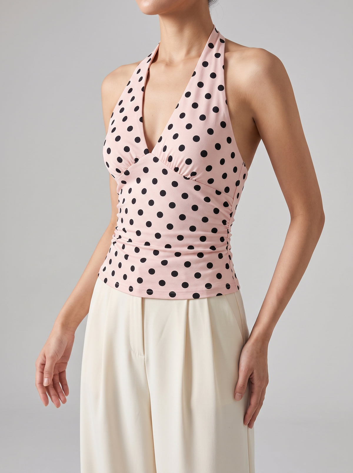 Tamsin Polka Dot Off-the-Shoulder Top — Pink