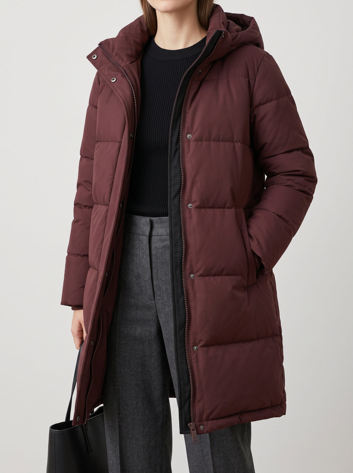 Parka Carlyn à capuche effet cuir - Bordeaux