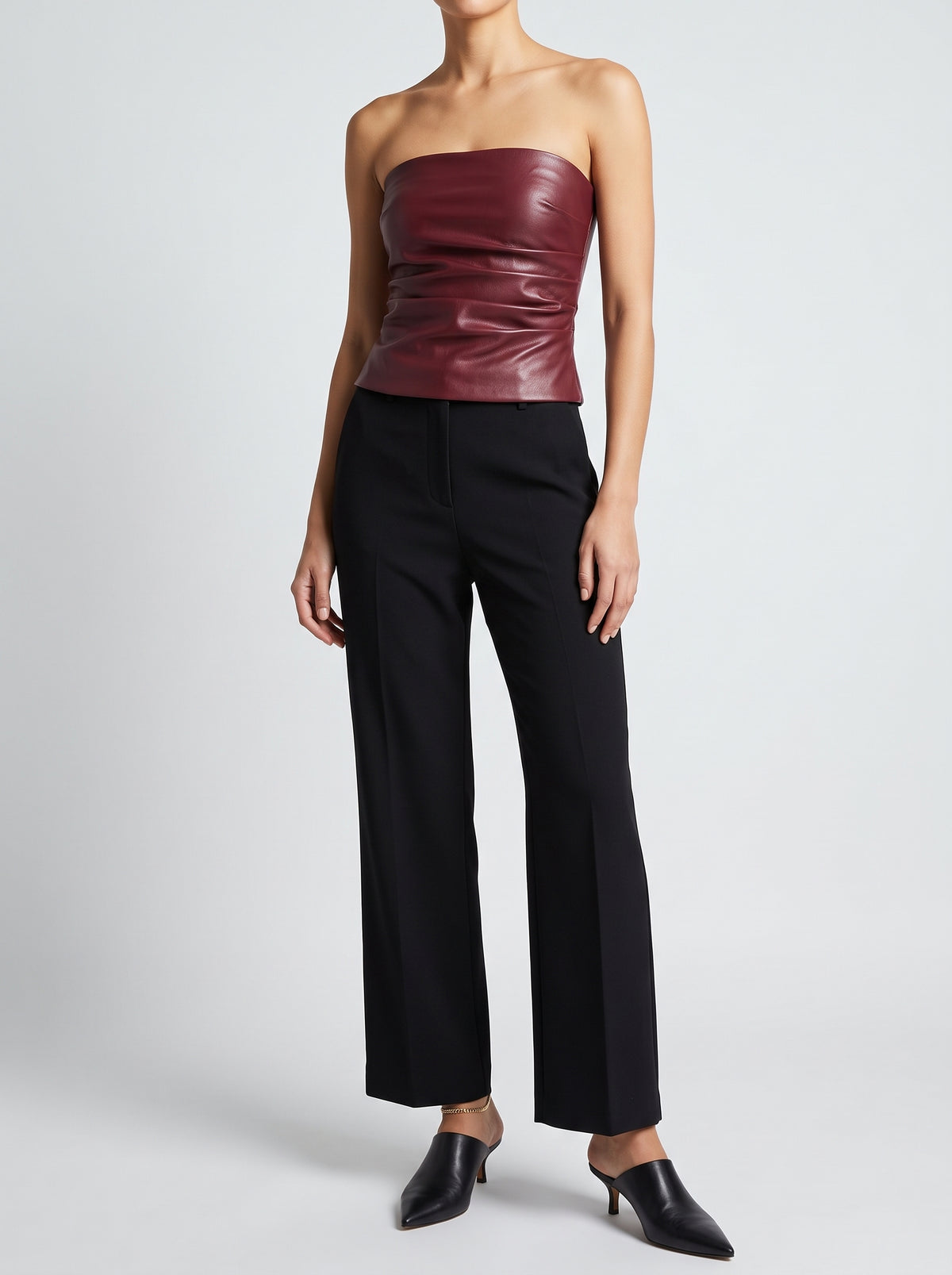 Yassi Faux Leather Sleeveless Top — Burgundy