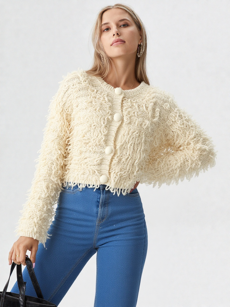 MARGUERITE — Gilet en Maille à Franges